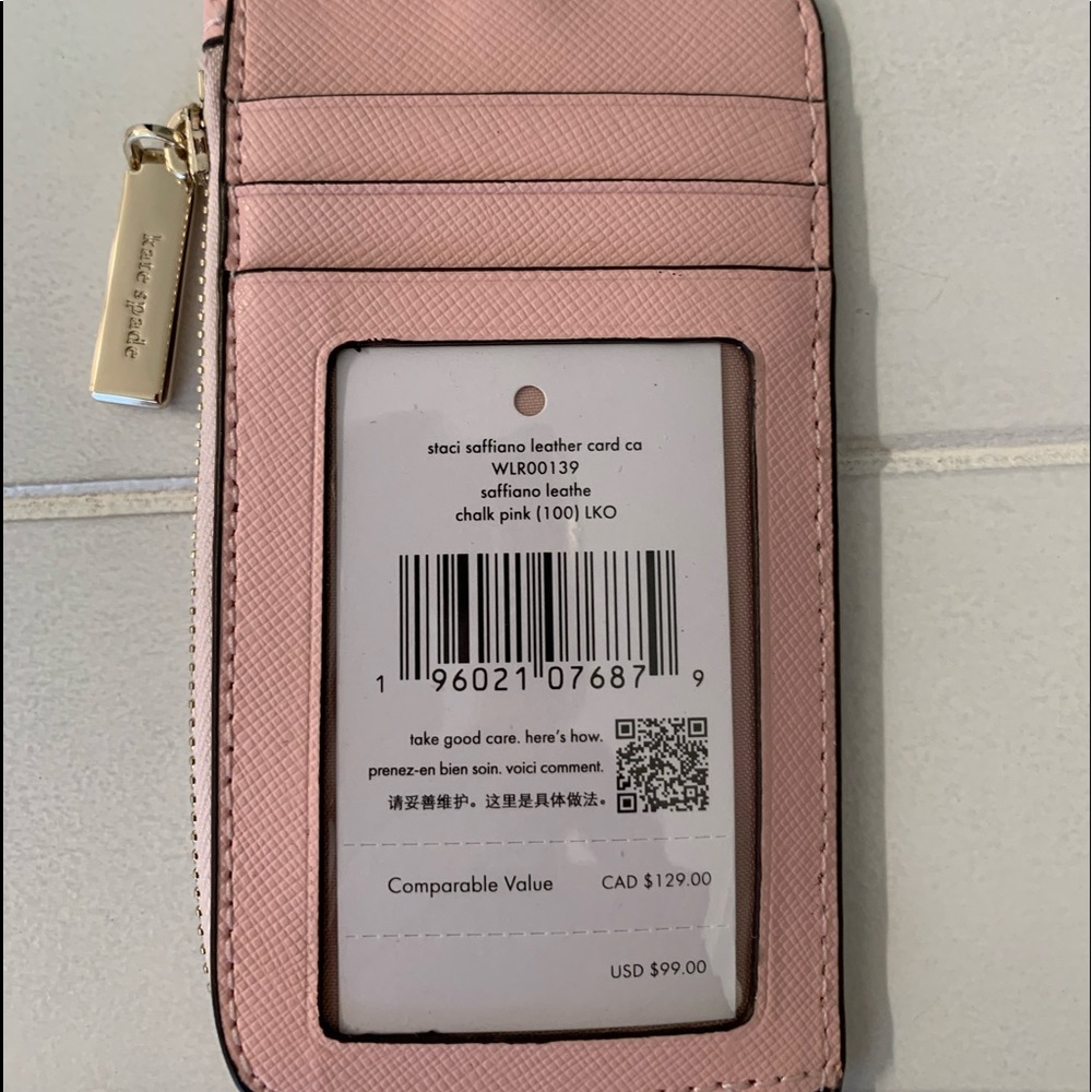Kate Spade Staci Lanyard in Saffiano Leather color Chalk Pink (Baby Pink). NWT - Picture 2 of 14